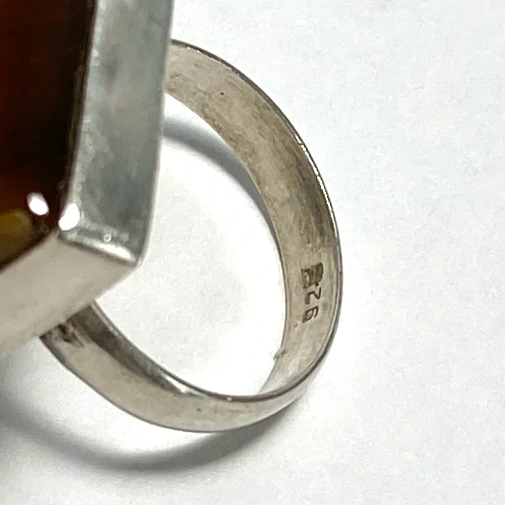 Tiger’s Eye 925 Artisan Native Ring Sterling Silver Size 7.25 Square 11.82g